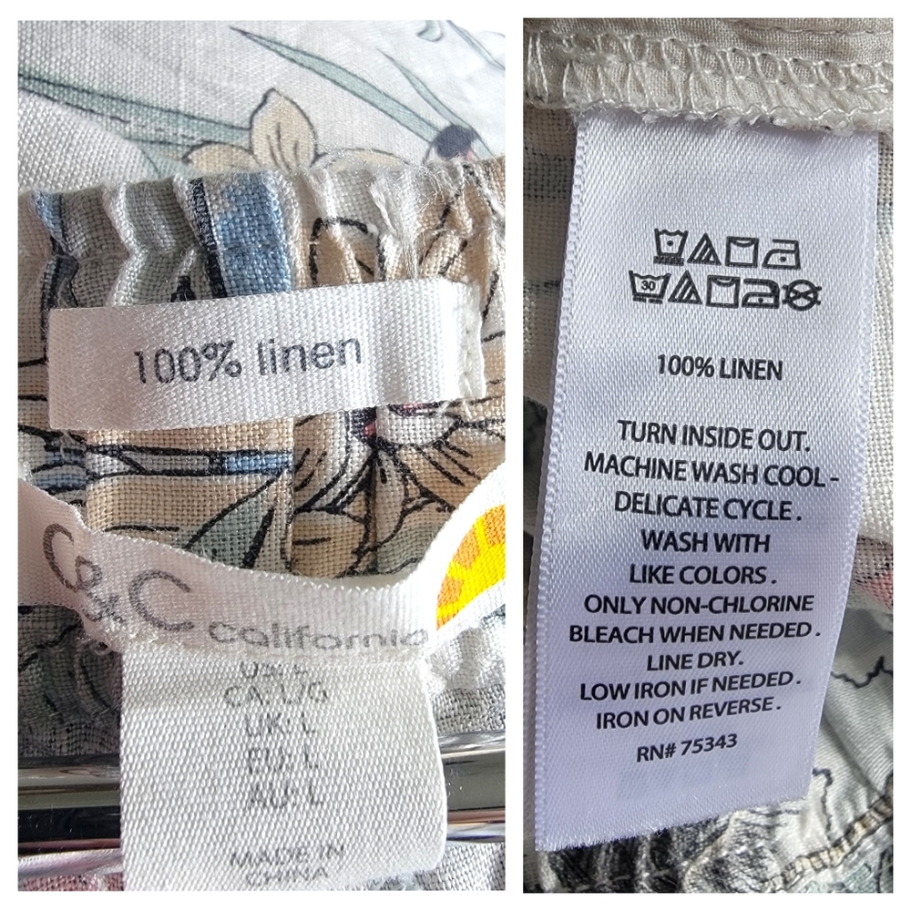 C&C California Linen Wide Leg Beachy Pants Pull On Relaxed Tropical Surf… - Picture 12 of 15